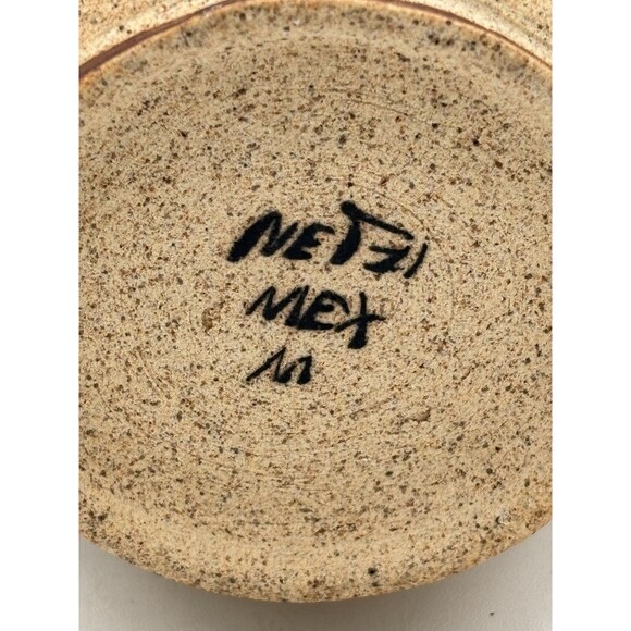 Netzi Tonala Pottery Burnished Clay Vase Hand-Painted‎ Bird Floral Motif Signed - Picture 7 of 16